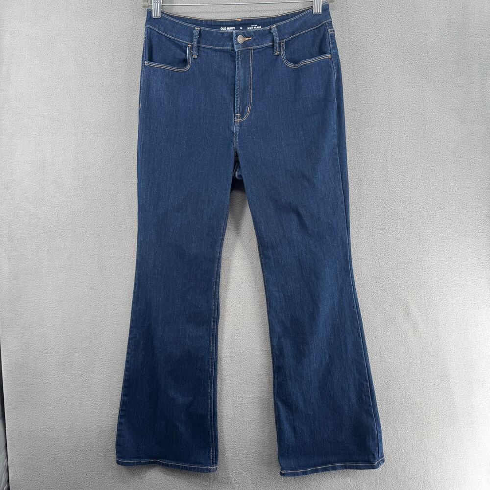 Old Navy High Rise Wow Flare Jeans Womens 12 Blue Retro Cotton Stretch